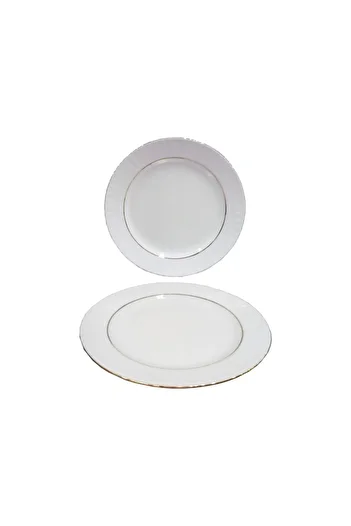 FAYA HOME Güral Porcelain Mother of Pearl Gilded 25 cm Serving Plate - 12 Pieces