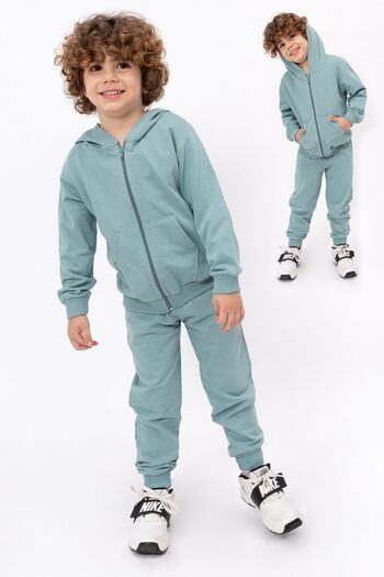 Bubito Unisex Children's Hooded 100% Cotton 2-Piece Set (1-7 Years) - Green