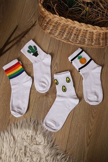 Esinti Men's Socks Women's Socks Patterned Colorful Sports Socks Patterned Socket Socks 4 Pieces