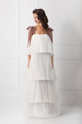 INDRESS STUDIO Γυναικείο φόρεμα 4 επιπέδων σε λευκό χρώμα