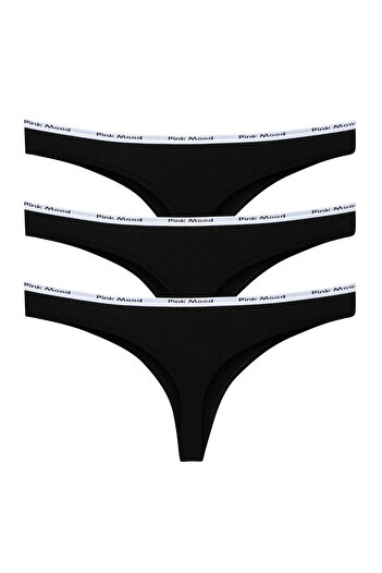 pink mood Cotton Thong with Elastic Waistband, 3-Piece