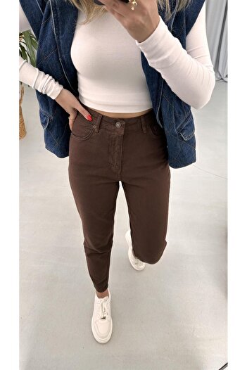 Geppetto Coral Γυναικείο Καφέ Χρώμα Ψηλόμεσο Mom Mold Jean