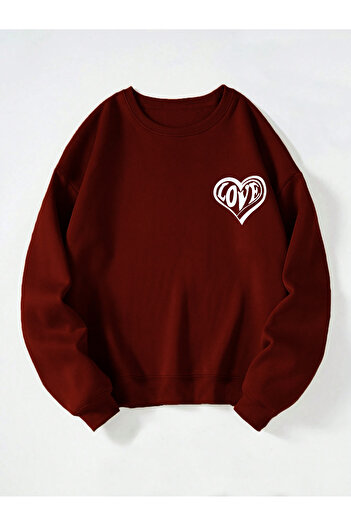 Mad&Calf Φούτερ Unisex Crew Neck Love Printed Oversize Loose Cut Fleece φούτερ