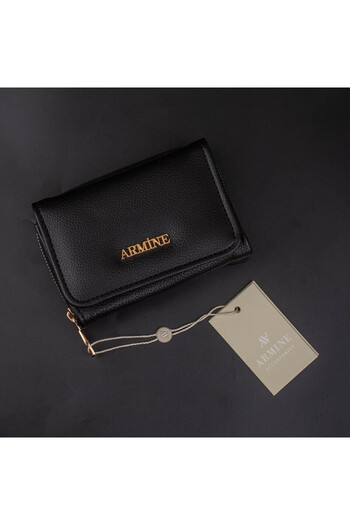 Armine Black Plain Pia Women's Medium Wallet
