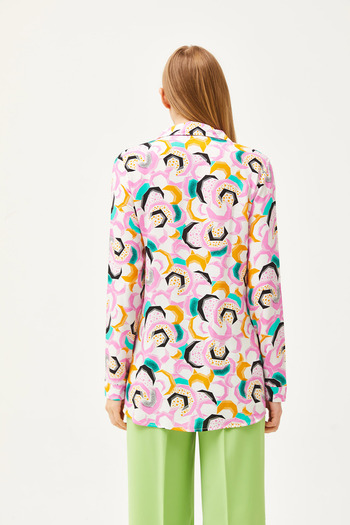 Olalook Women's Pink Geometric Patterned Woven Shirt GML-19001174
