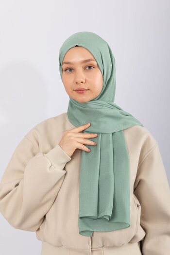 hijabchi Φυσικό Σάλι Κρεπ - Νερό Πράσινο