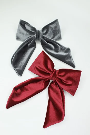 New Obsessions Gray - Claret Red Bow Buckle Set