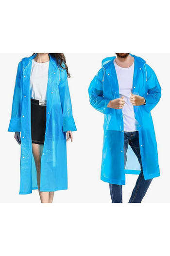 parsanzu Adult Unisex Blue Raincoat And Windbreaker Hooded Eva Fabric Wind And Water Resistant