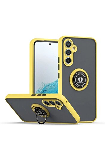 Rivor Samsung Galaxy A54 Uyumlu Kılıf 3d Kamera Korumalı Buzlu Kenarları Renkli Yüzüklü Sert Silikon Kapak