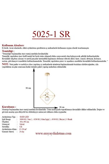 Eray Aydınlatma 5025-1 Gold Led Avize