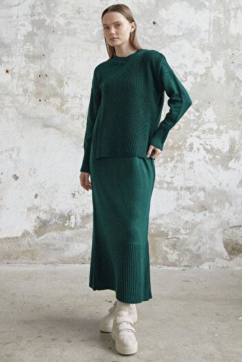 InStyle Tie-Up Sweater Knitwear Dress - Emerald Green