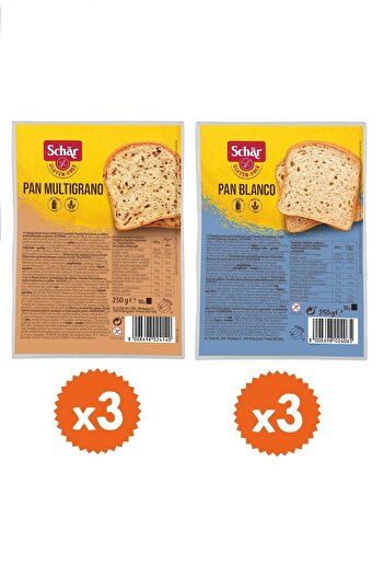 Schar 6'lı Glutensiz Ekmek Seti Pan Blanco Pan Multigrano 250g 6 Adet Dilimli Ekmek
