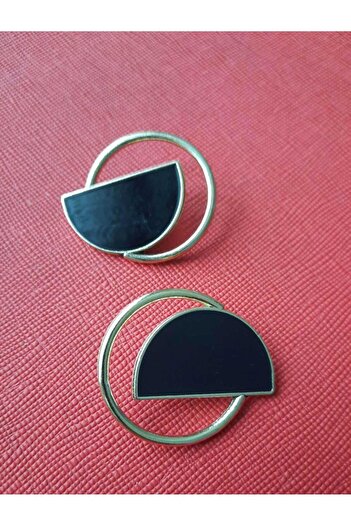 İMREN AKSESUAR Black Enamel Gold Coated Metal Button 3.5 cm 1 Pack 5 Pieces