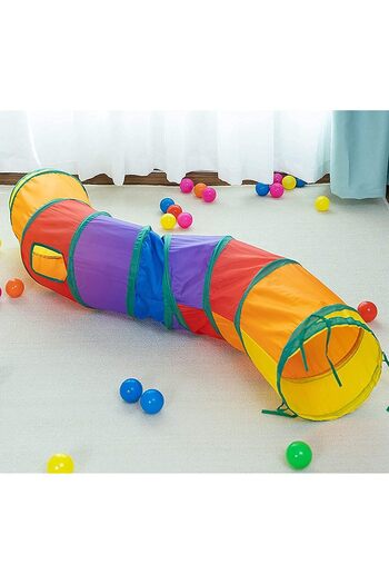 hayhall Rainbow Color Cat and Dog Play Tunnel, Long Fun Pet Toy Tunnel (Crimped)