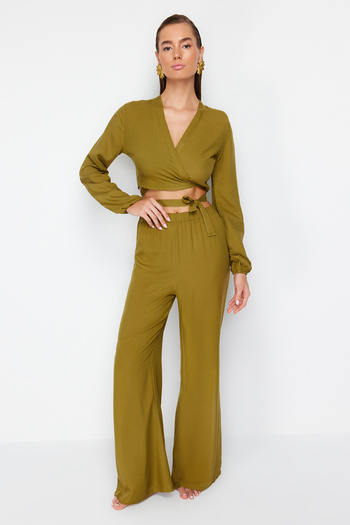 Trendyol Collection Green Woven Blouse Trousers Set TBESS23AU00031