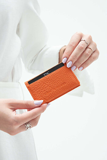Tamer Tanca Men's Genuine Leather Orange Card Holder