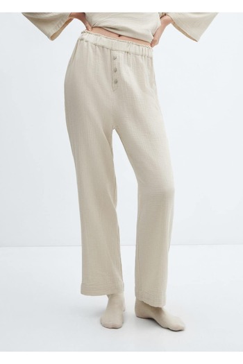 MANGO Woman Cotton Tulle Pajama Pants - Comfortable Design