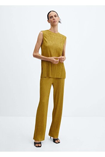 MANGO Woman Pleated Sleeveless Blouse