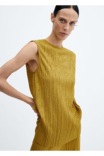 MANGO Woman Pleated Sleeveless Blouse