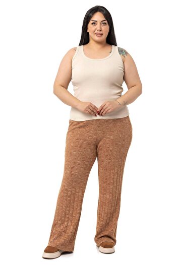 DISENTIS MODEST Plus Size Strappy Ribbed Camisole Beige Body