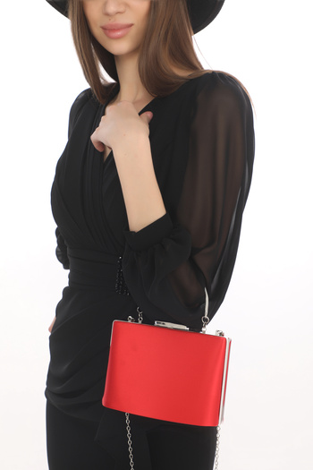 womenacs Red Color Satin Fabric Women's Evening Dress Clutch Portfolio Bag New Season