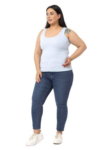 DISENTIS MODEST Plus Size Strappy Ribbed Camisole Baby Blue Body