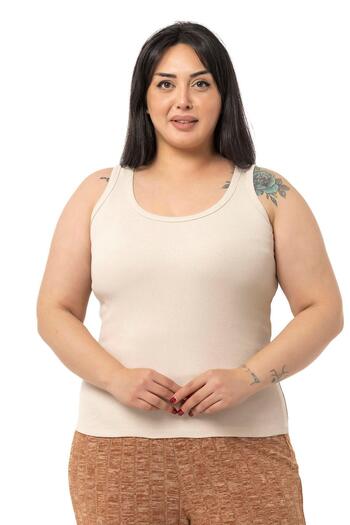 DISENTIS MODEST Plus Size Strappy Ribbed Camisole Beige Body