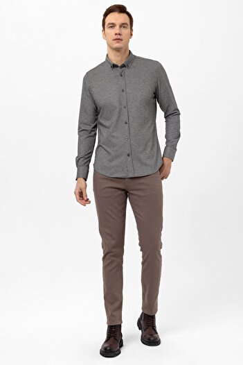 SÜVARİ Cuffed Slim Fit Dobby Shirt