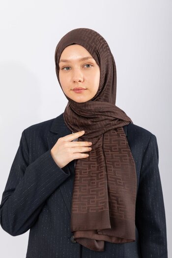 hijabchi Шовковий шарф Геометричний - Гіркий кави