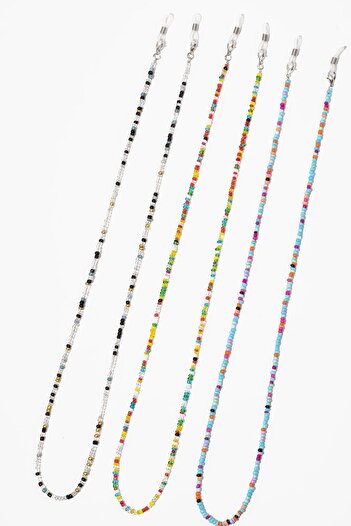 New Obsessions Pack of 3 Colorful Beads Eyeglass Chain and Strap