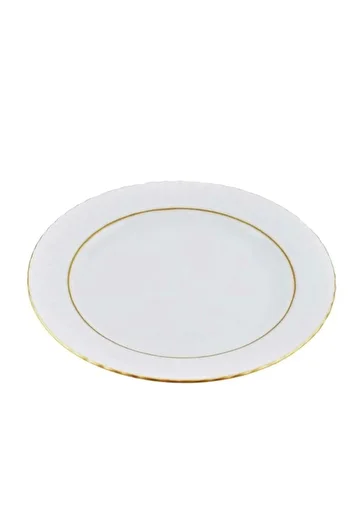 FAYA HOME Güral Porcelain Mother of Pearl Gilded 20 cm Plain Serving Dessert Plate - 12 Pieces
