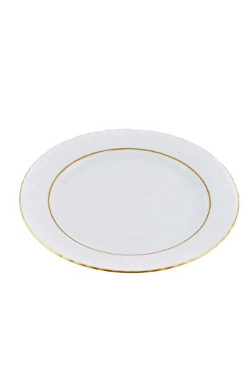 FAYA HOME Güral Porcelain Mother of Pearl Gilded 16 cm Plain Serving Dessert Plate - 12 Pieces