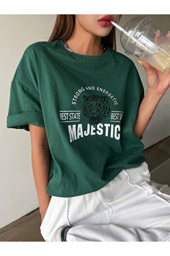 AFROGİYİM Women's Nefti Masejestic Best State Printed Oversize T-shirt