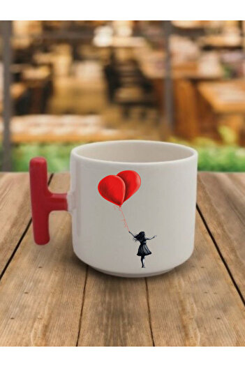 lili hediyelik Balloon Girl Themed Coffee Cup Mug - Ceramic Tea, Coffee Gift Cup