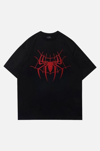EFBUTİK Black Unisex Spider Web T-Shirt
