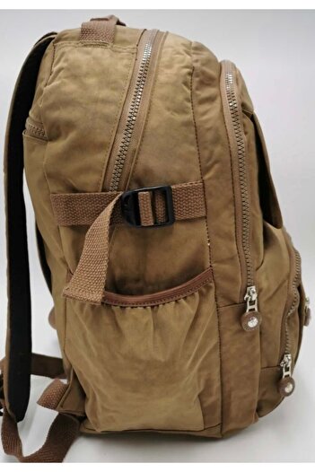 DUOMİNO Fcstore Crinkle Fabric Water Resistant Large Size Tan Clinker Backpack/laptop Daily School Bag