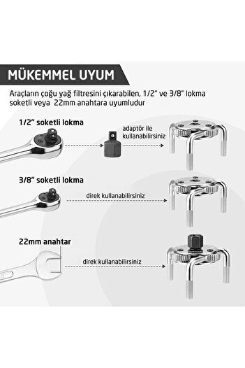 Titi 6119 Flat Three-Legged Reversible Oil Filter Disassembler 70-140 mm