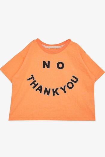 Riccotarz Girl's Glittery Thank You Text Printed Orange Crop