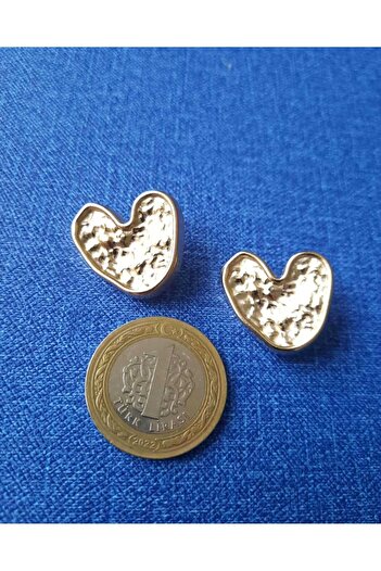 İMREN AKSESUAR 6 Light Gold Metal Buttons - 2.5 cm Strap Plated Heart