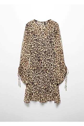 MANGO Woman Dökümlü leopar desenli elbise