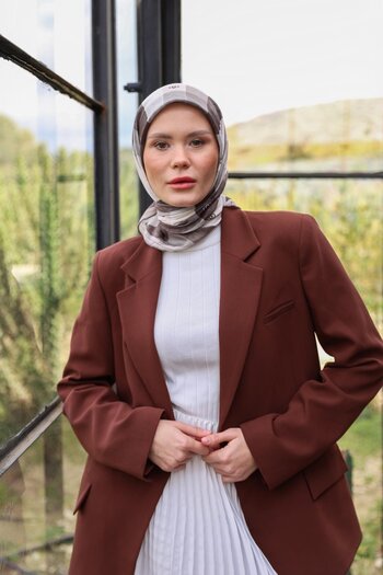 İpekhan Logo Pattern Thin Cotton Scarf