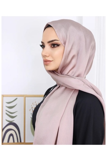 Trablus Janjan Shiny Satin Textured Hijab Evening Dress Chiffon Shawl