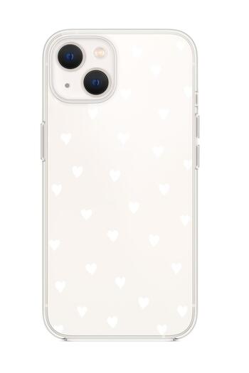 mooodcase iPhone 13 Compatible White Hearts Premium Transparent Silicone Case