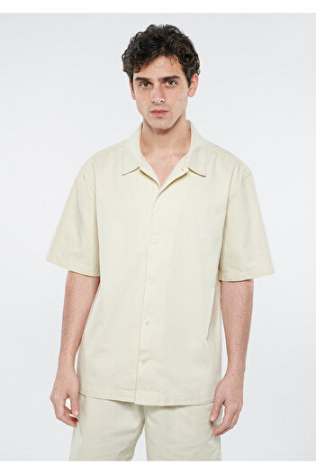 Mavi Bej Gömlek Loose Fit / Bol Rahat Kesim 0210681-70134