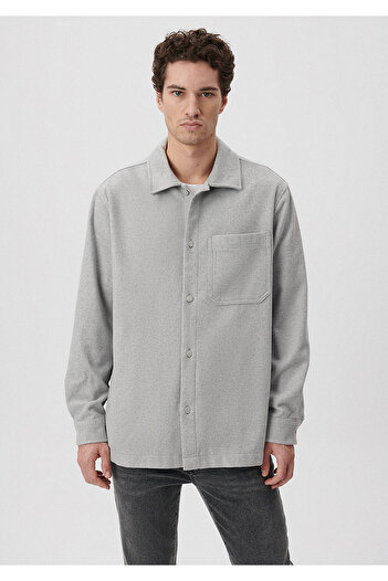 Mavi Gri Gömlek Loose Fit / Bol Rahat Kesim 0210794-80196
