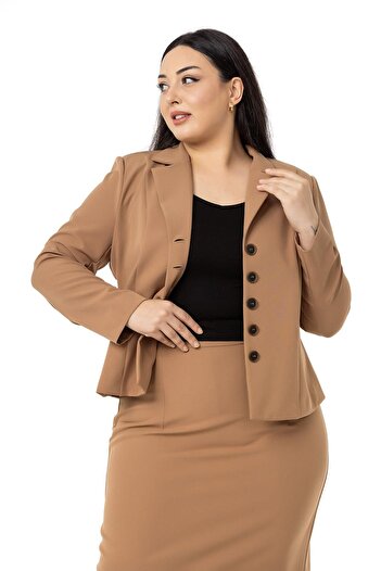 DISENTIS MODEST Large Size Skirt Jacket Mink Set
