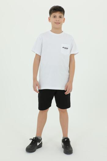 Black One Crew Neck Printed T-Shirt and Shorts Bottom Top Double Set