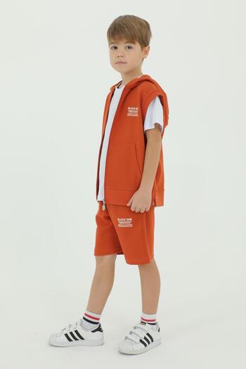 Black One Crew Neck Boy's Vest T-Shirt and Shorts Triple Set