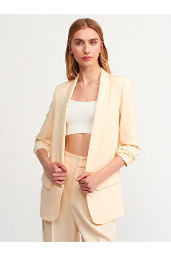 Dilvin 6702 Women's Gathered Sleeve Boyfriend Jacket