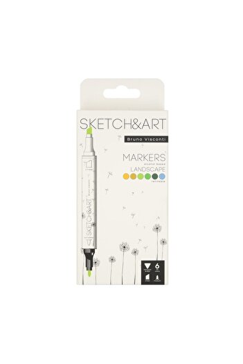 Bruno Visconti Sketch&art Double Sided Marker Pen 6 Colors-landscape